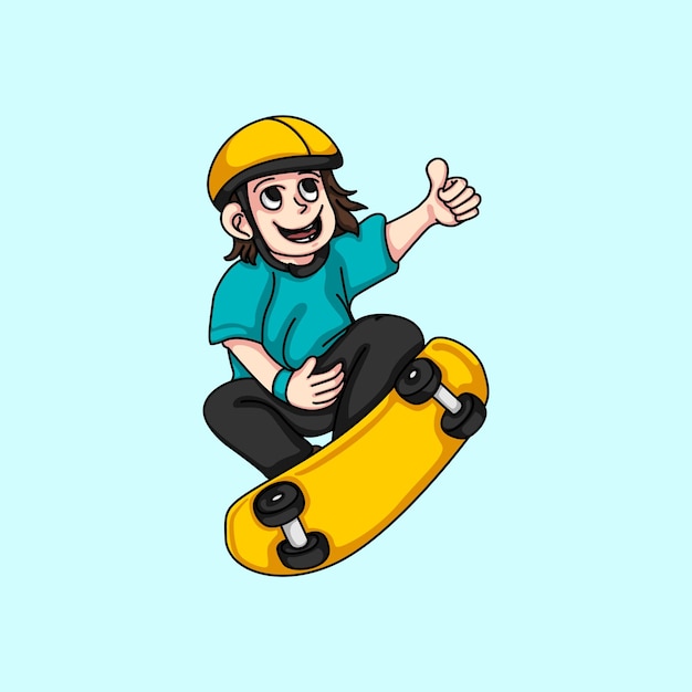 boy playing skateboard illustration