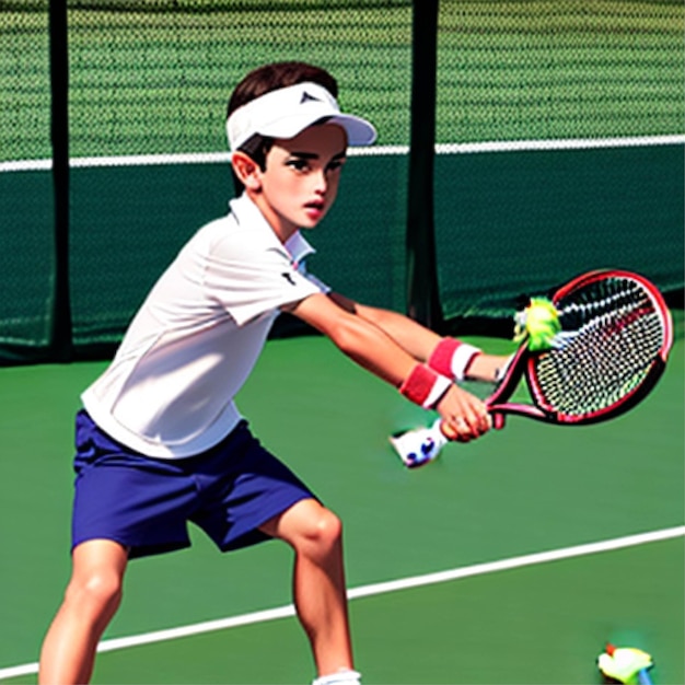 boy playing tennis