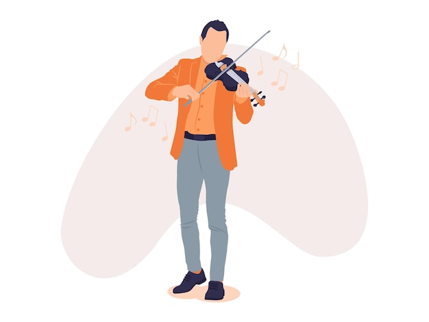 Vector boy playing violin