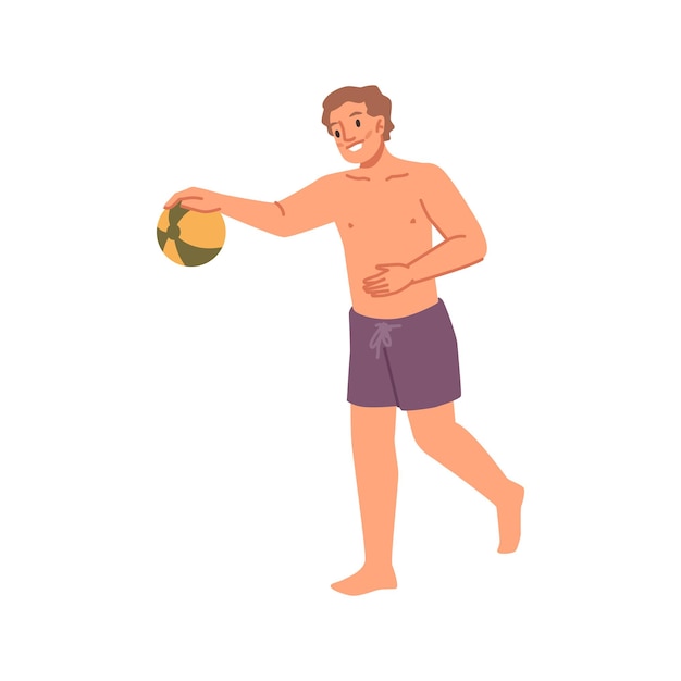 Boy playing volleyball at beach summer holiday