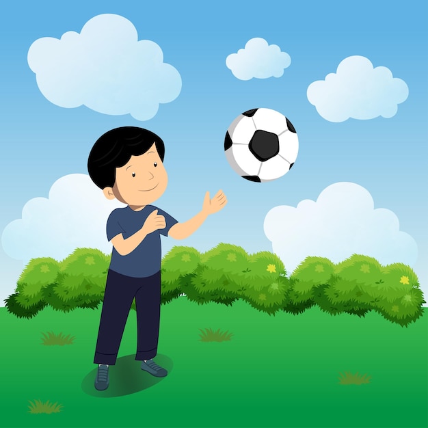 boy playing with ball in the park Greenland cartoon background boy playing football soccer