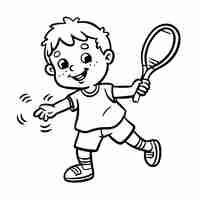 Vector boy playing with tennis racket