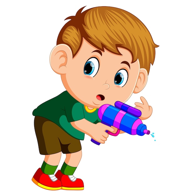 Boy playing with water gun