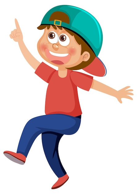 A boy pointing finger cartoon character