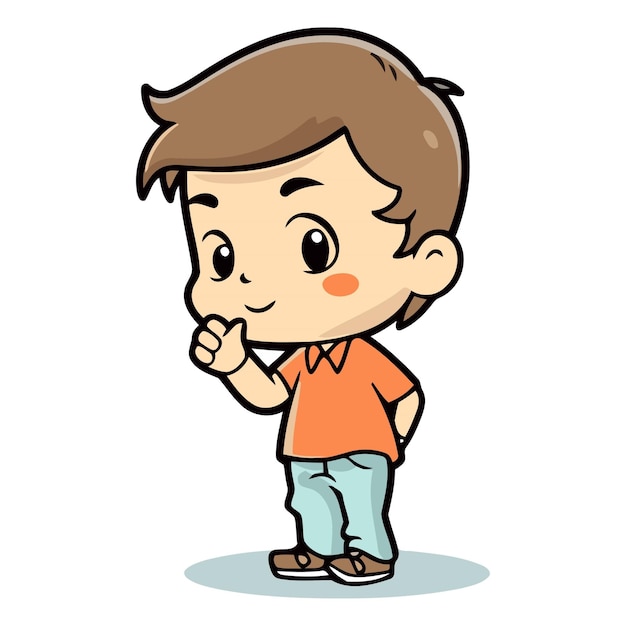 Boy Pointing Finger Cartoon Vector IllustrationAAA