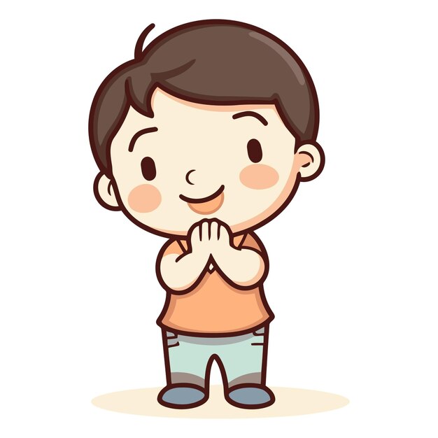 Vector boy praying cute cartoon vector illustrationaaa