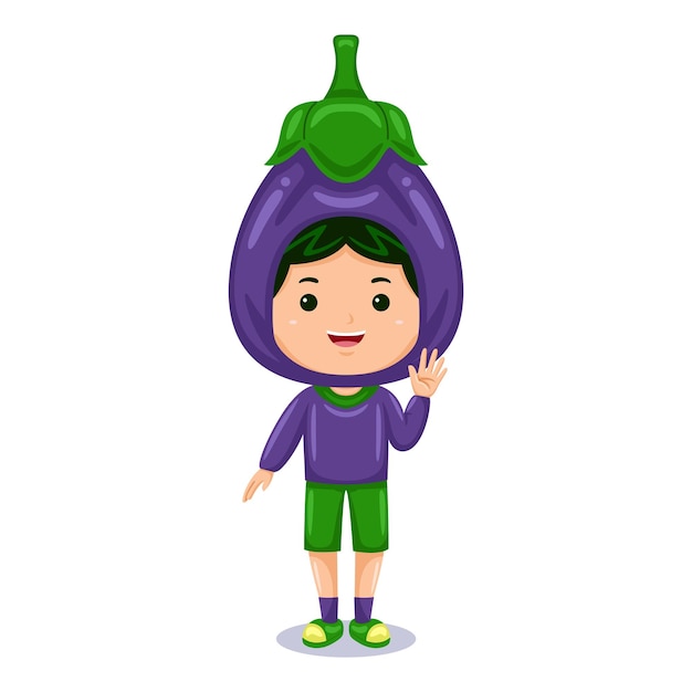 Boy in a purple eggplant costume