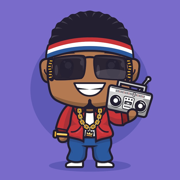 Vector boy rapper cartoon character illustration