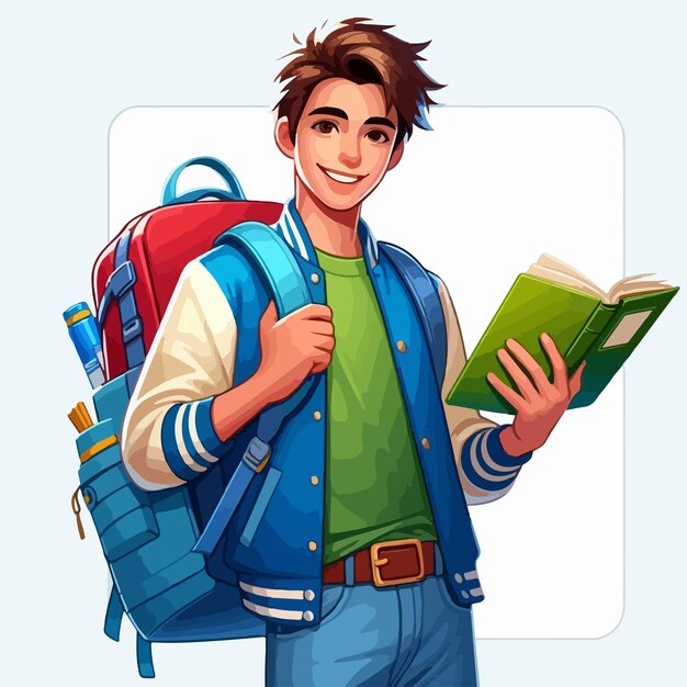 Vector boy reading a book vector illustration the importance of education vector illustration