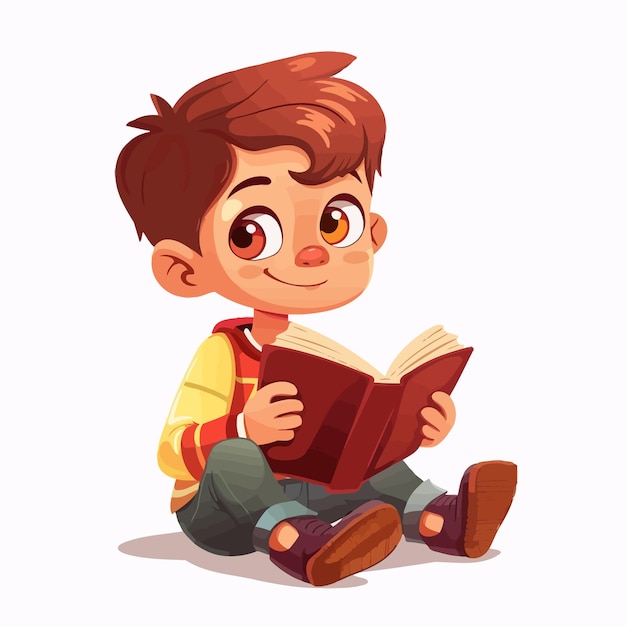 Vector boy reading book