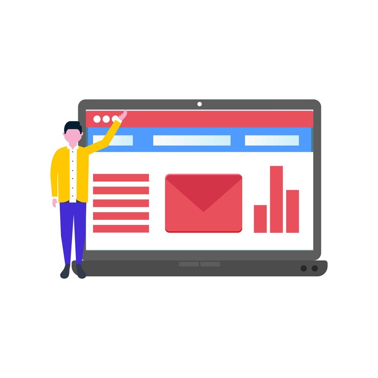 Vector boy reading online mail