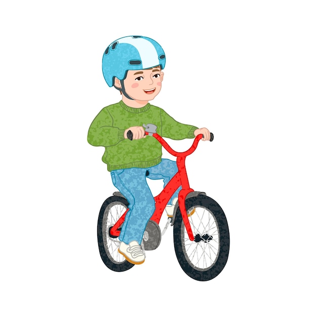 Boy Rides a Bicycle Colorful Illustration
