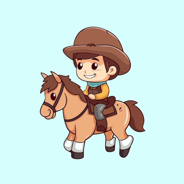 Boy riding a horse, vector art illustration