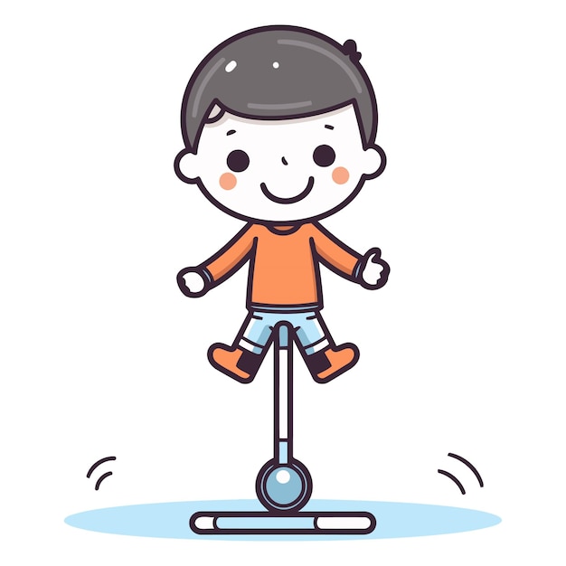 Vector boy riding a scooter and showing thumbs up