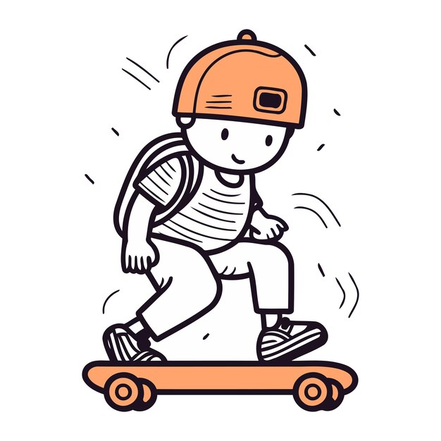 Vettore disegno di un ragazzo su uno skateboard per il tuo disegno illustrazione vettoriale