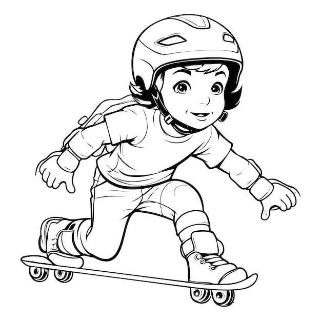 Boy riding skateboard Vector illustration of a child on skateboard