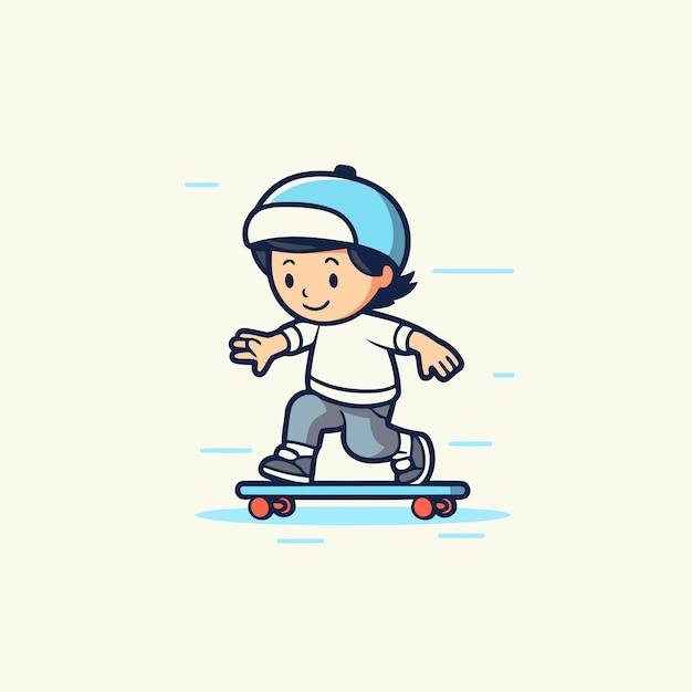 Boy riding a skateboard Vector illustration Flat design style