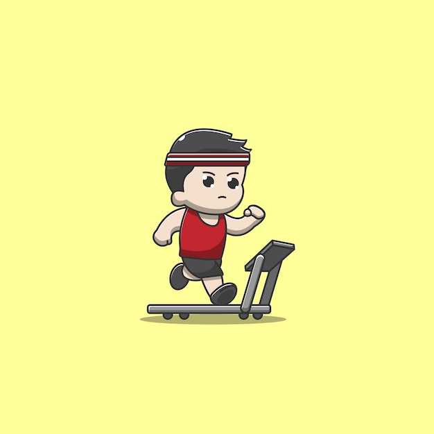 Boy running on a treadmill