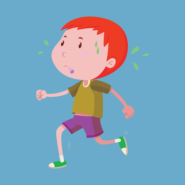 A boy running with a head full of leaves