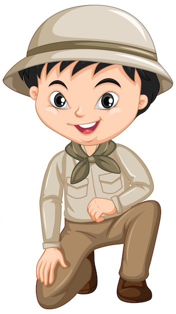 Boy in safari outfit isolated