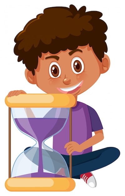 Boy and sand hourglass