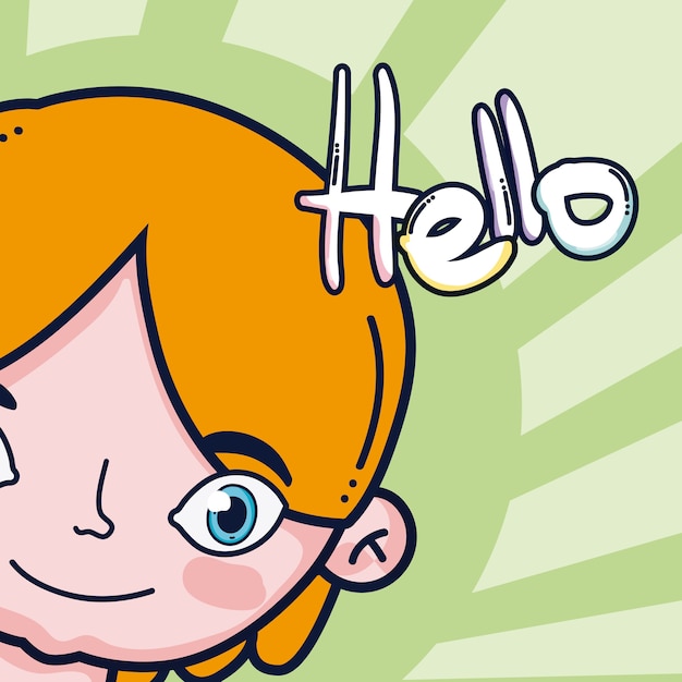 Boy saying hello cartoon