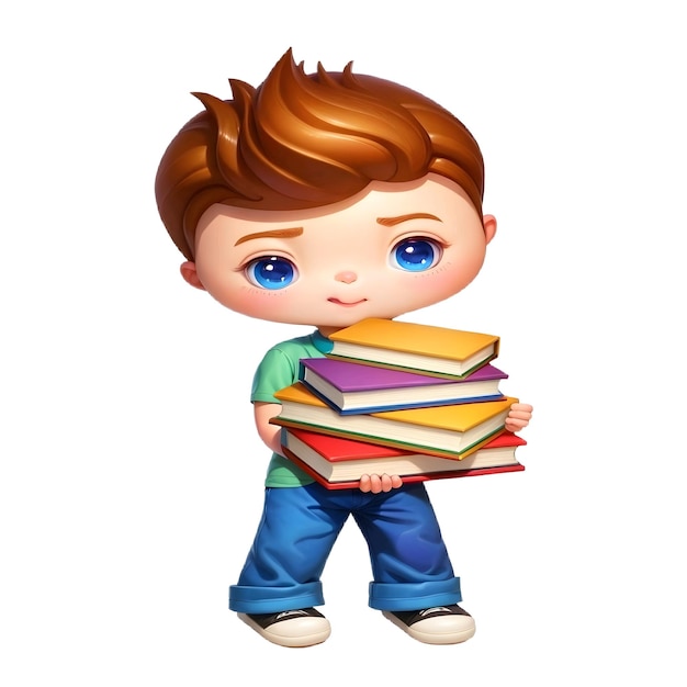 Boy And School Holding Books