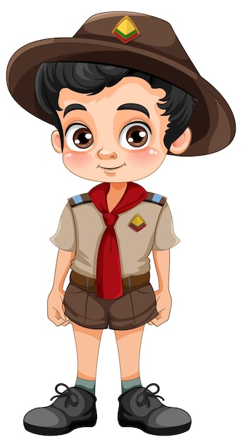 Boy scout in uniform cartoon character