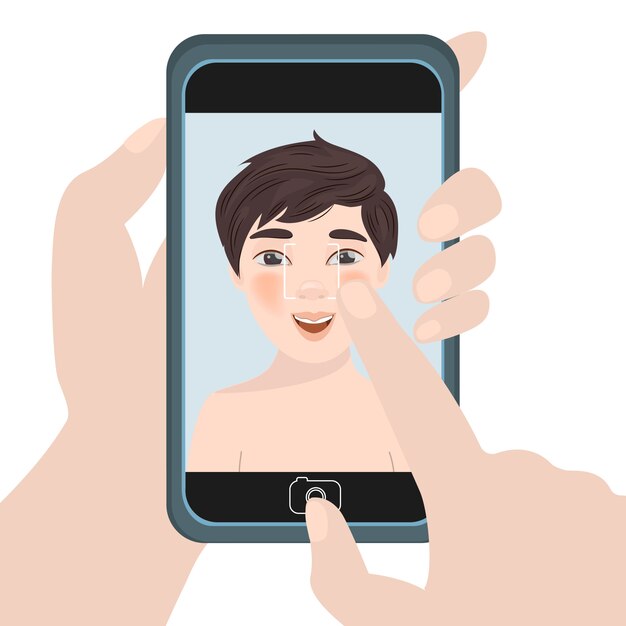 ベクトル boy selfieインターネットトーキングビジネス