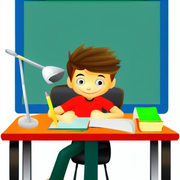 boy sitting at desk studying