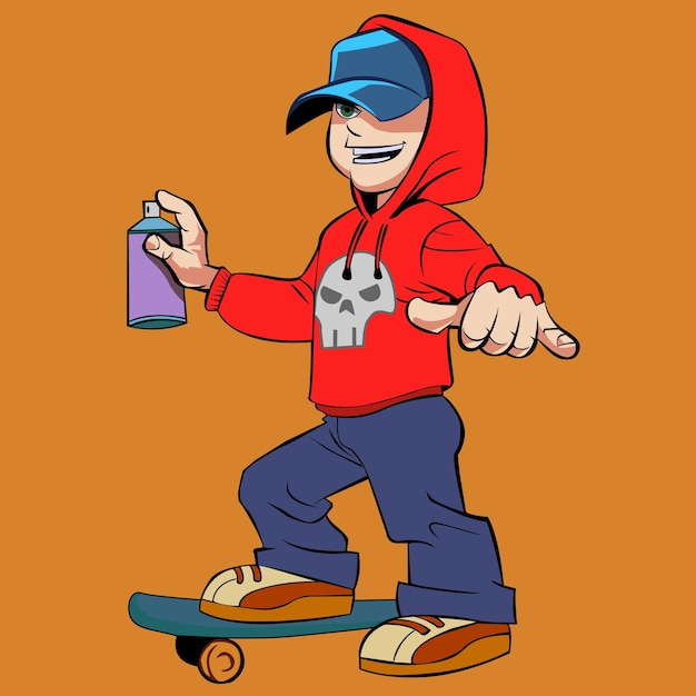スケートボードの少年の絵