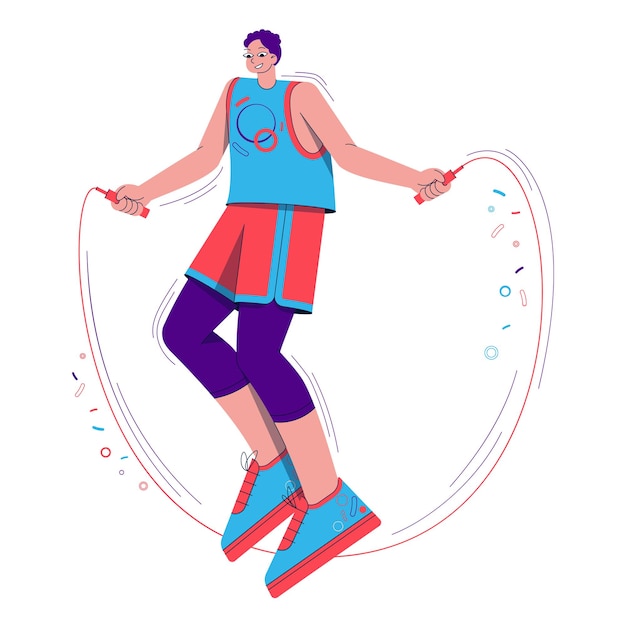 Vector boy skipping rope