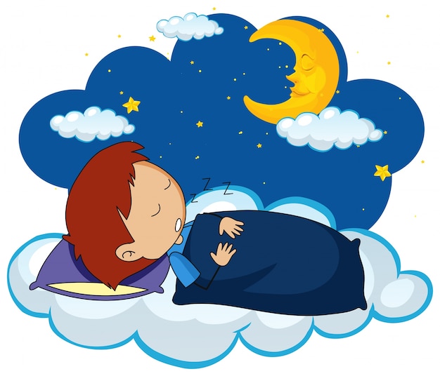 Boy sleeping at night