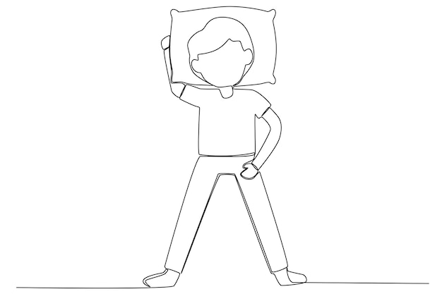 A boy sleeping relax Sleep oneline drawing