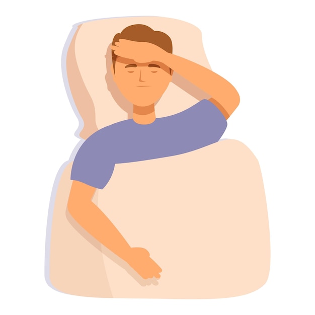 Vector boy sleeping with hand on face icon cartoon vector sleepy resting