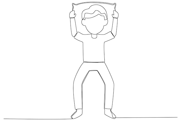 A boy sleeping without a blanket Sleep oneline drawing