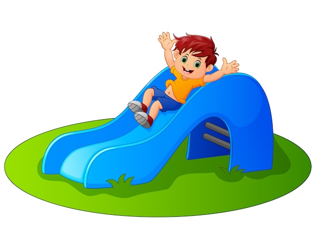 Boy sliding in the park