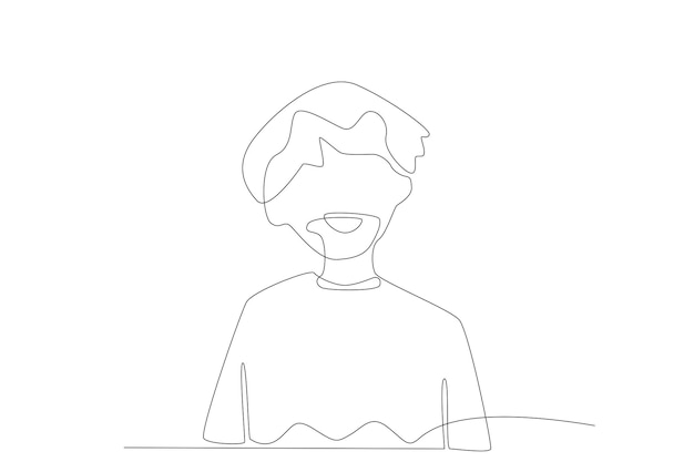 A boy smiling one-line art illustration on World Smile Day