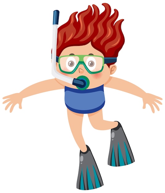 A boy snorkeling cartoon character