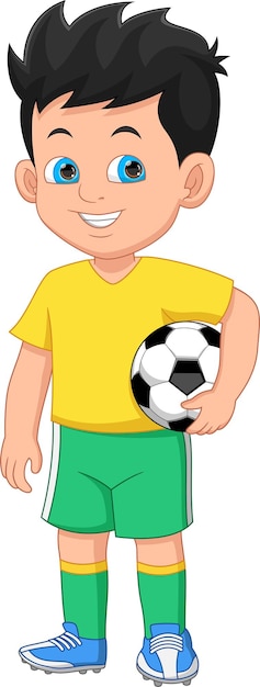 boy soccer player on white background