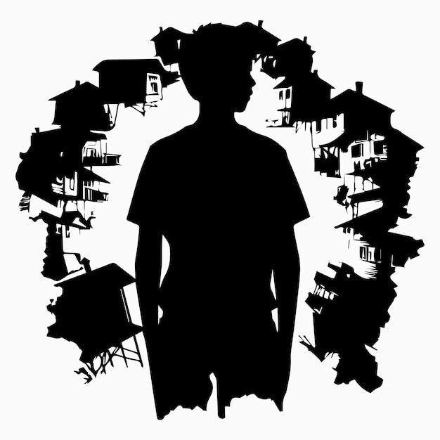 Vector a boy standing face silhouette vector illustration