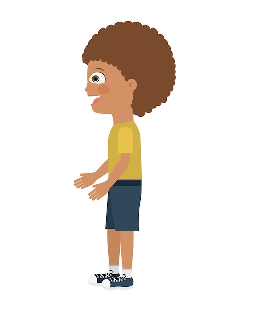 Boy standing looking aside isolated icon design