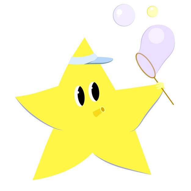boy star blowing bubbles vector cute star