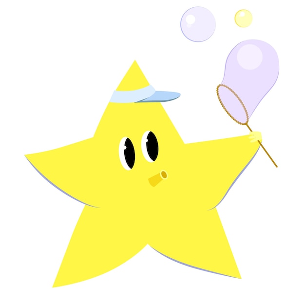 Vector boy star blowing bubbles vector cute star