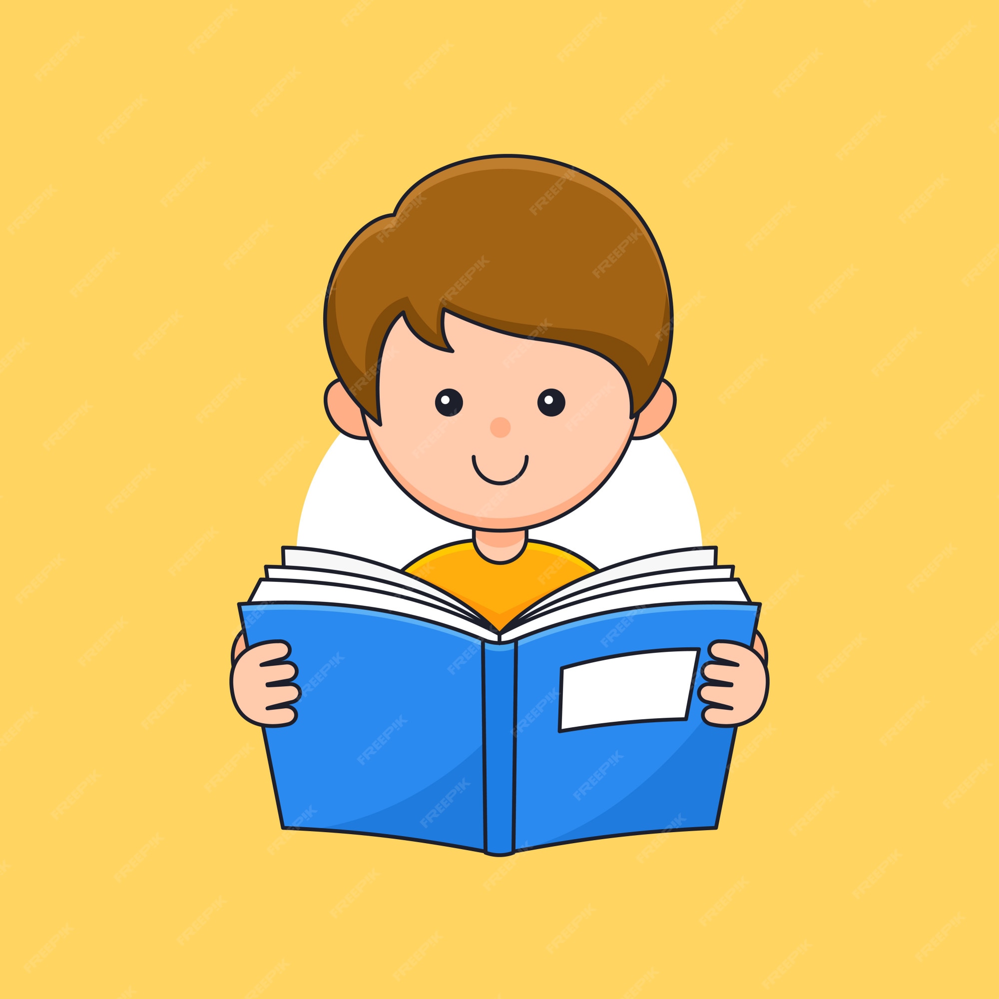 Premium Vector | Boy student kids enjoy reading book outline cartoon style illustration. Premium Vector | Boy student kids enjoy reading book outline cartoon style illustration.