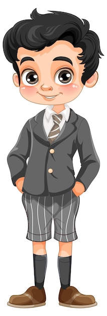 Boy in Student Uniform Cartoon