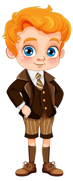 Vector boy in student uniform cartoon