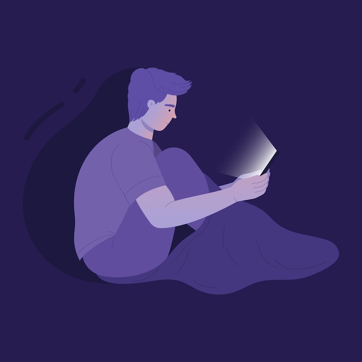 Vector boy suffering from insomnia