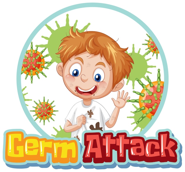 A boy surrounded by germs