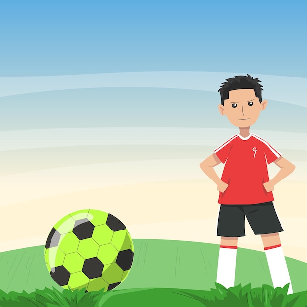 boy taking freekick hand drawn illustration